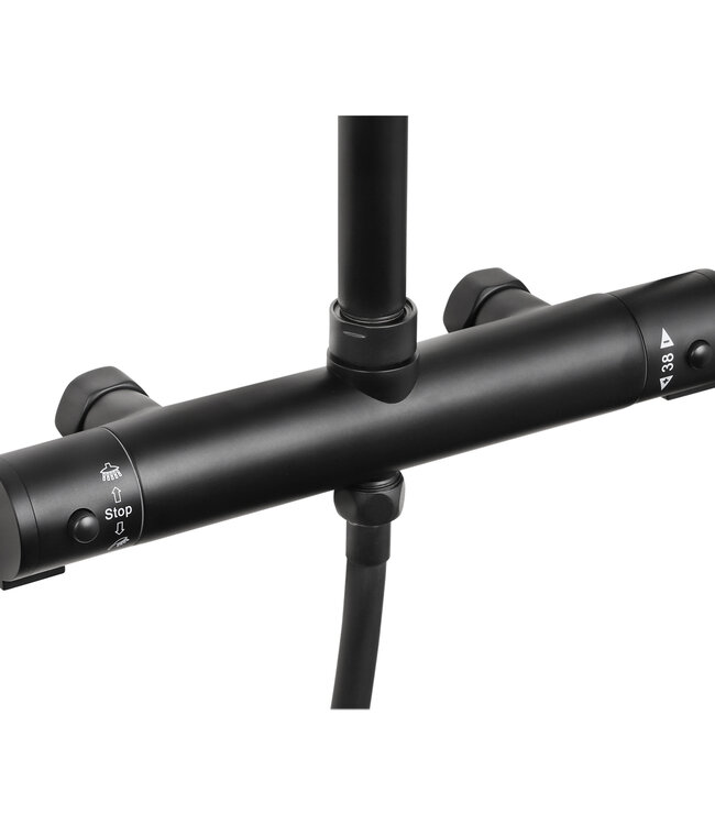 Differnz Doucheset Thermoline | Mat Zwart | H115 x Ø25 Cm