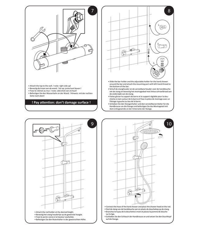 Differnz Doucheset Thermoline | Mat Zwart | H115 x Ø25 Cm