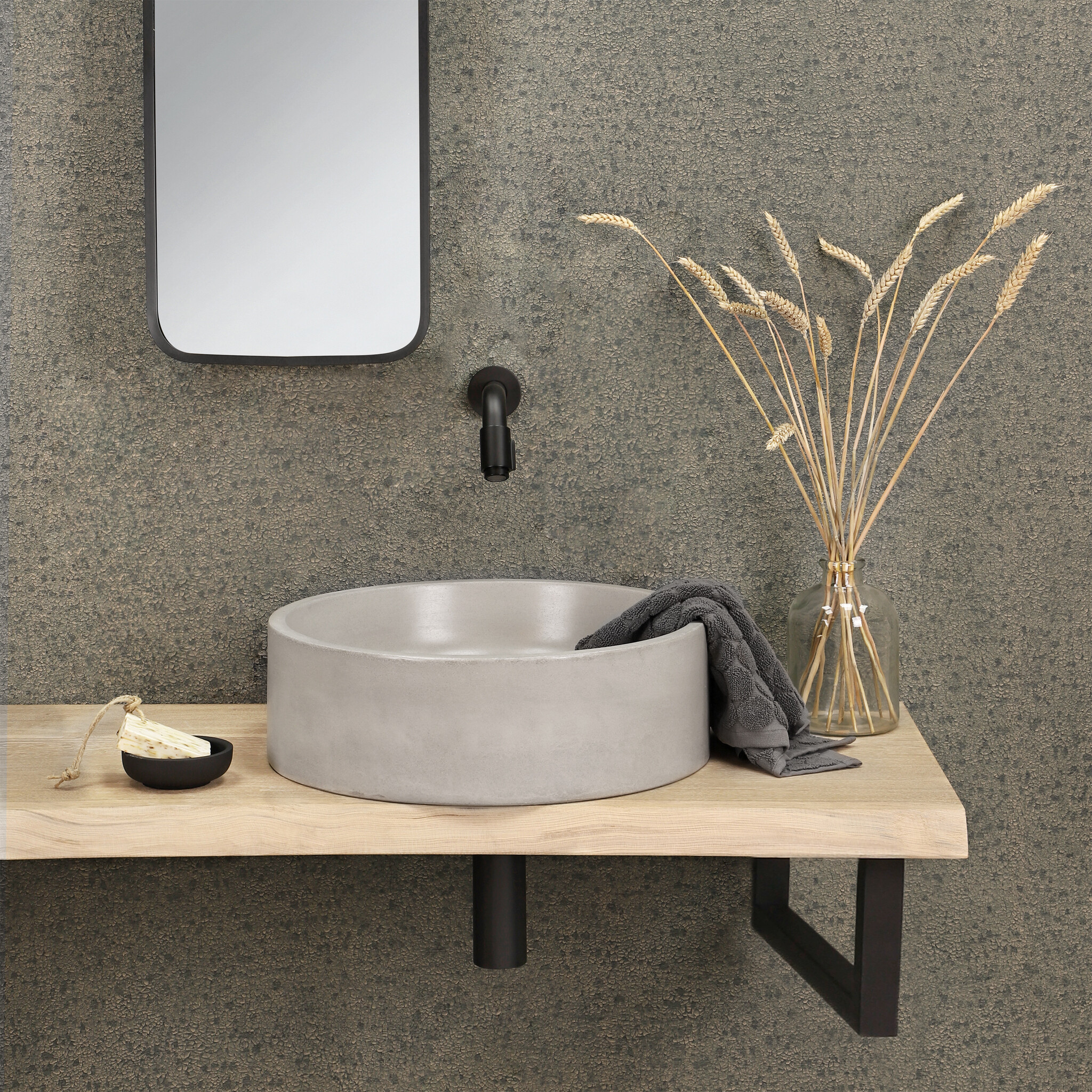 Differnz Spiegel | Mat Zwart | H75 x B28 Cm