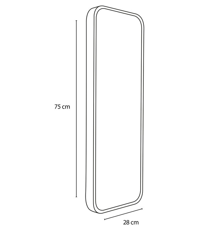 Differnz Spiegel | Mat Zwart | H75 x B28 Cm