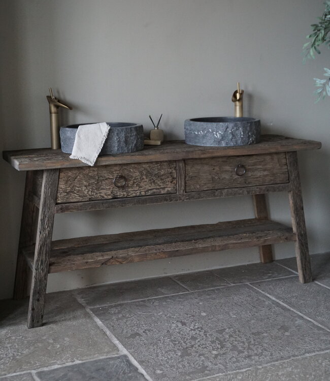 Rene Houtman Badkamermeubel Oud Eikenhout 2 Lades Noud - Kies Afmeting