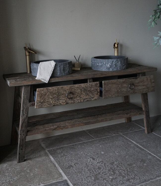 Rene Houtman Badkamermeubel Oud Eikenhout 2 Lades Noud - Kies Afmeting