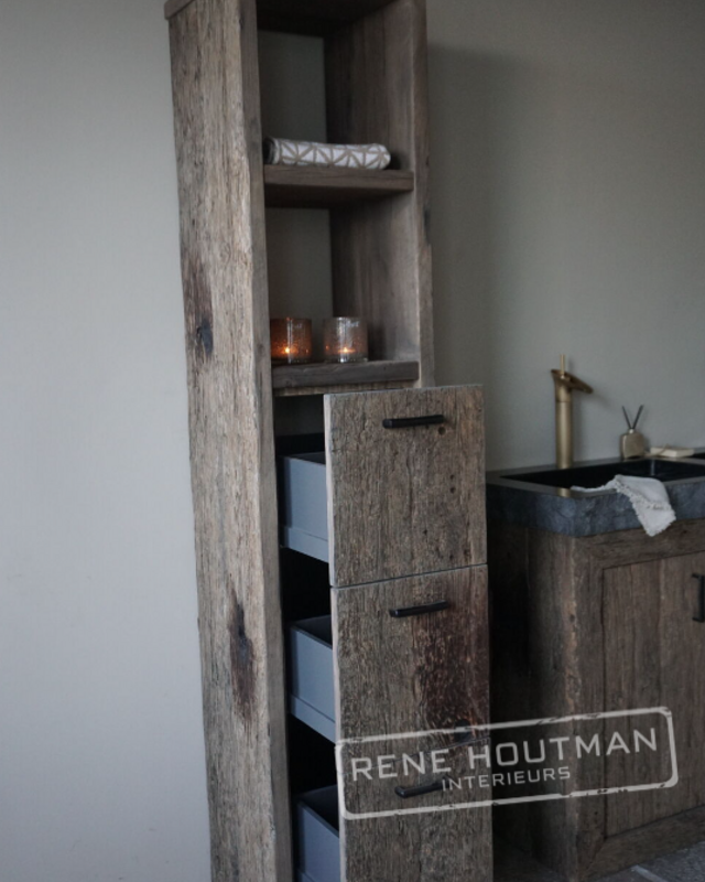 Rene Houtman Badkamerkast Maureen | Oud Eiken Geborsteld | Kies Maat