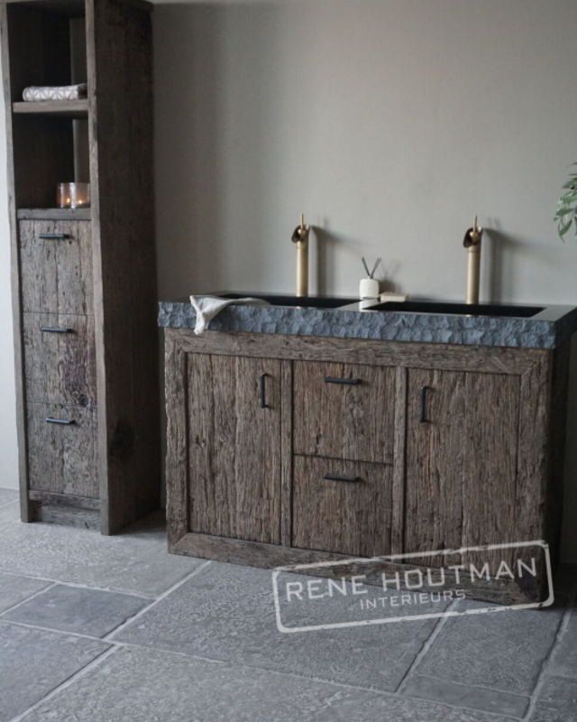 Rene Houtman Badkamerkast Maureen | Oud Eiken Geborsteld | Kies Maat