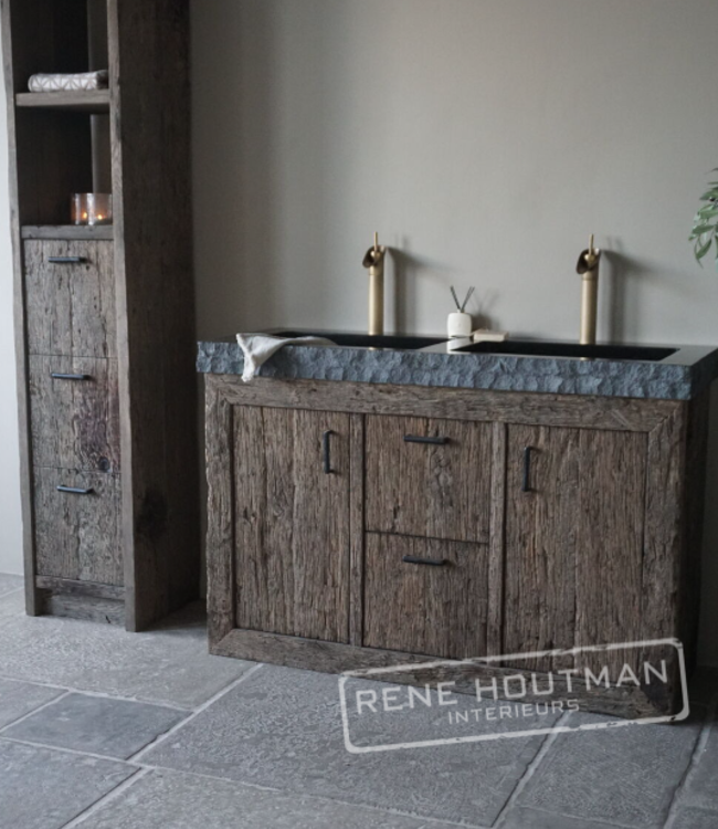 Rene Houtman Badkamerkast Maureen | Oud Eiken Geborsteld | Kies Maat