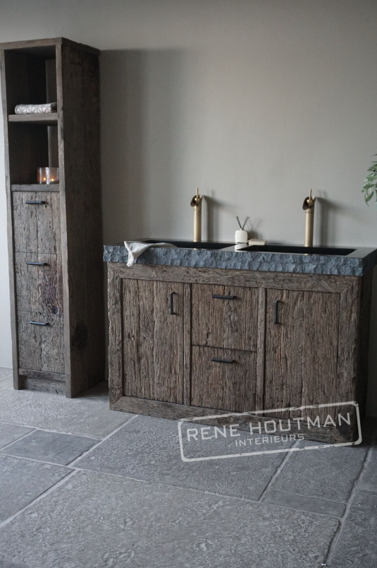 Rene Houtman Badkamerkast Maureen | Oud Eiken Geborsteld | Kies Maat