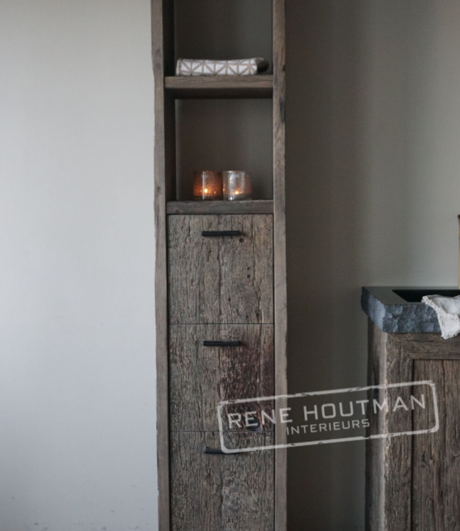 Rene Houtman Badkamerkast Maureen | Oud Eiken Geborsteld | Kies Maat