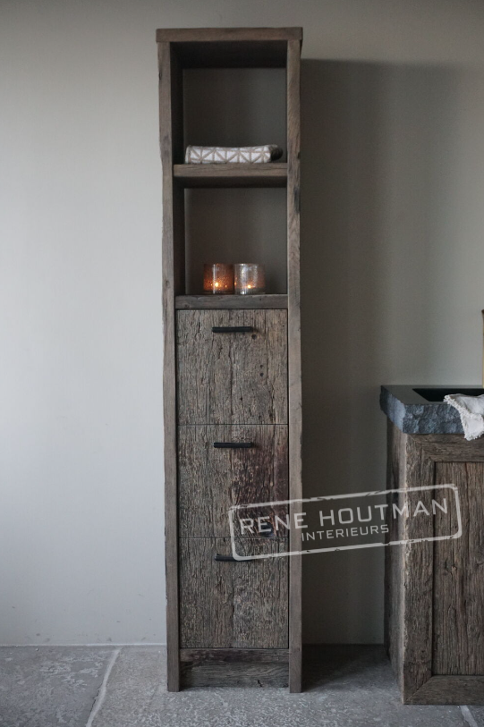 Rene Houtman Badkamerkast Maureen | Oud Eiken Geborsteld | Kies Maat