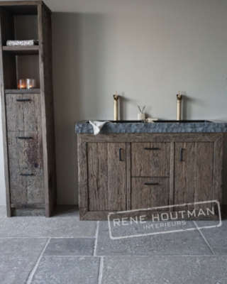 Rene Houtman Badkamerkast Maureen | Oud Eiken Geborsteld | Kies Maat
