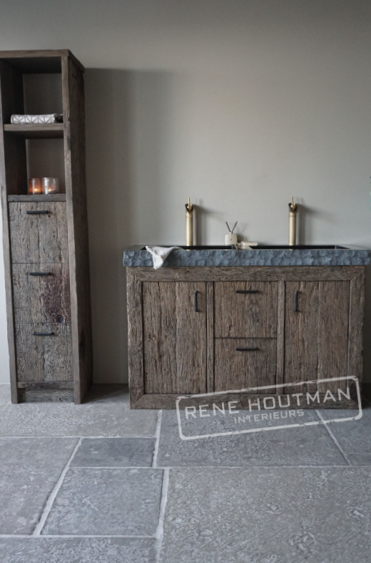 Rene Houtman Badkamerkast Maureen | Oud Eiken Geborsteld | Kies Maat