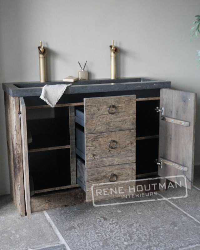 Rene Houtman Badkamermeubel Mika | Oud Geborsteld Eiken | Kies Maat