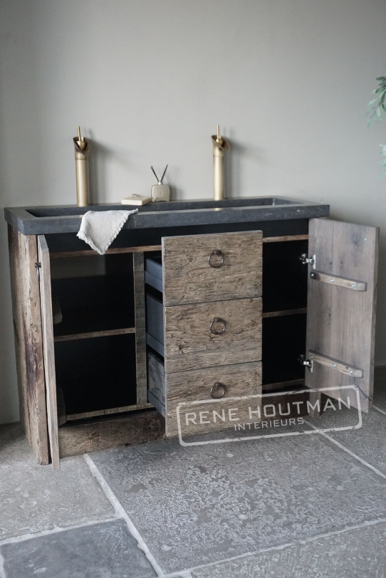 Rene Houtman Badkamermeubel Mika | Oud Geborsteld Eiken | Kies Maat