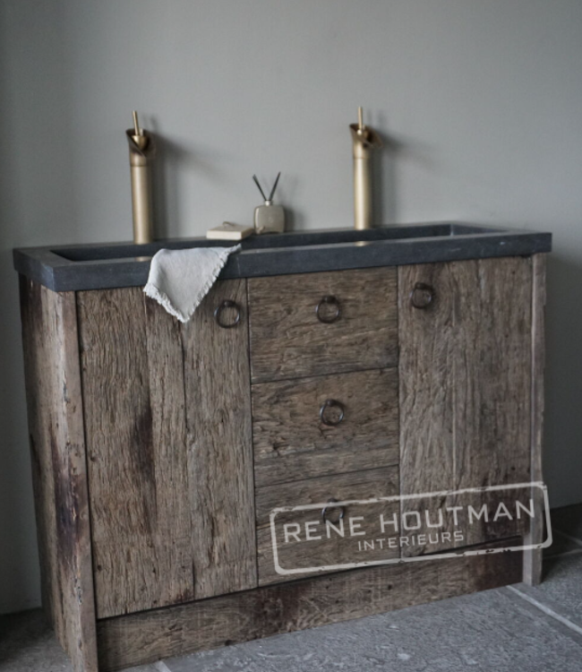 Rene Houtman Badkamermeubel Mika | Oud Geborsteld Eiken | Kies Maat