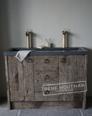 Rene Houtman Badkamermeubel Mika | Oud Geborsteld Eiken | Kies Maat