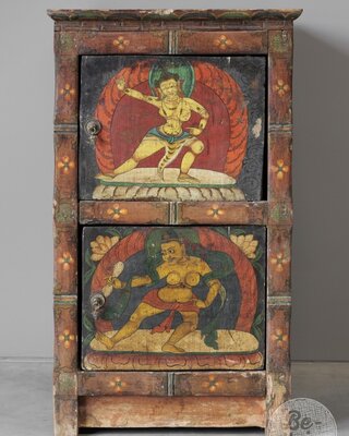 Be-Uniq Antiek Kleurrijk Kastje | Tibet | H91xB50xD49 Cm