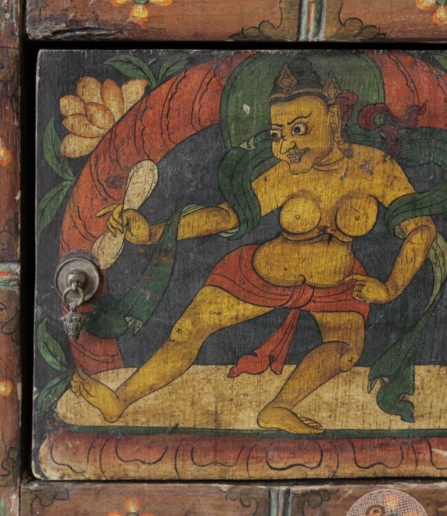 Be-Uniq Antiek Kleurrijk Kastje | Tibet | H91xB50xD49 Cm