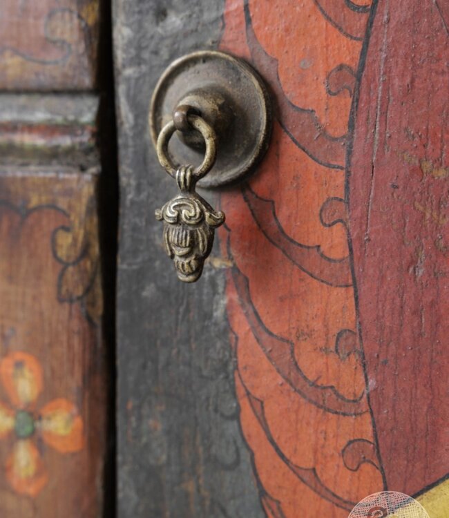 Be-Uniq Antiek Kleurrijk Kastje | Tibet | H91xB50xD49 Cm