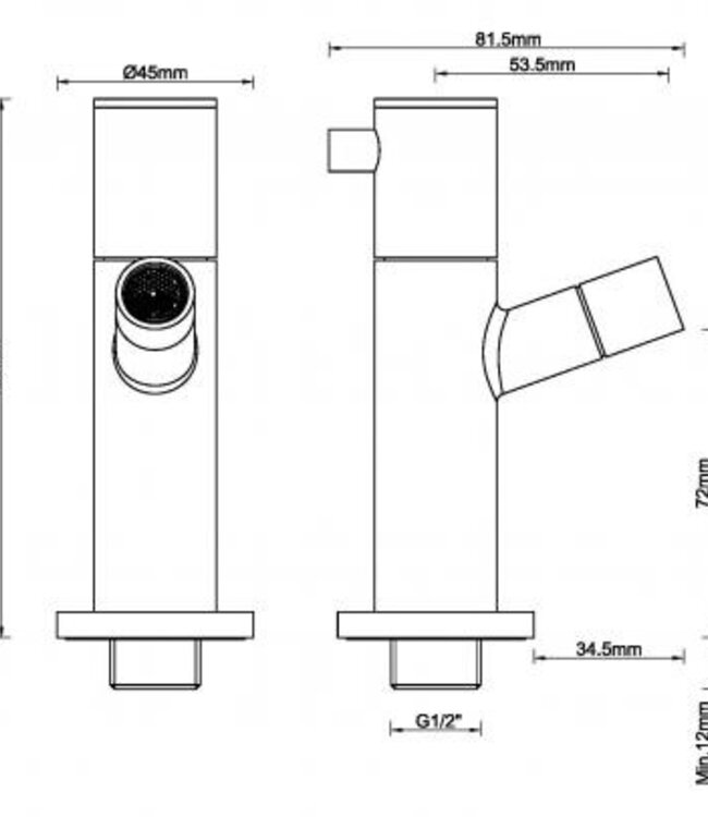 Wiesbaden Amador Fonteinkraan Kiwa | Muurbevestiging | 1/2" | Messing