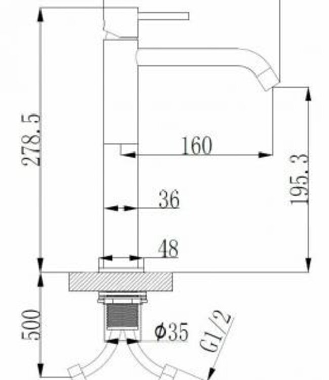 Wiesbaden Style Wastafelmengkraan | XL | Geborsteld Staal