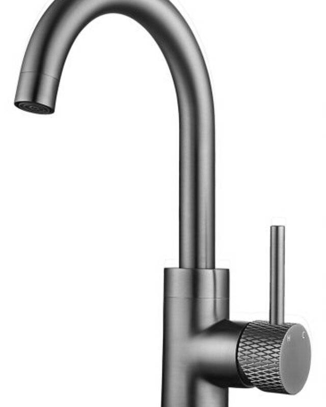 Wiesbaden Ribbd Wastafelmengkraan | Gunmetal