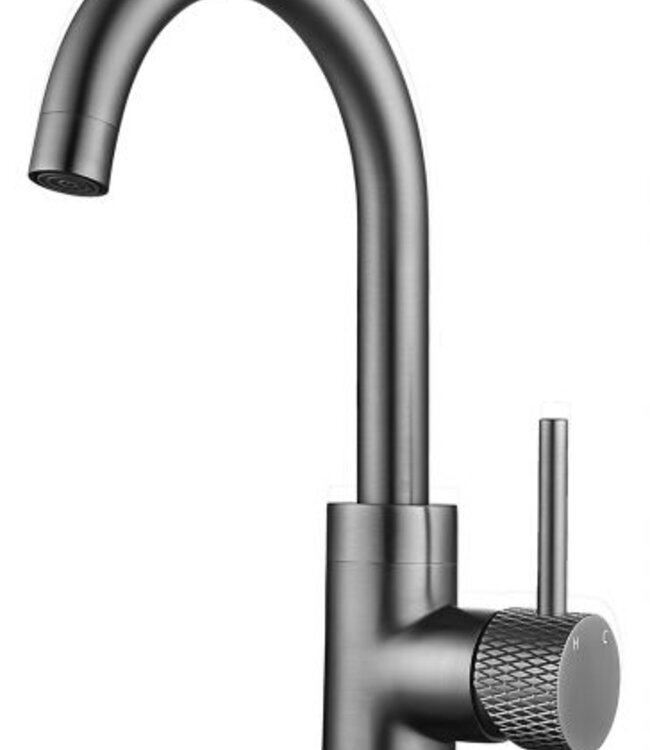 Wiesbaden Ribbd Wastafelmengkraan | Gunmetal