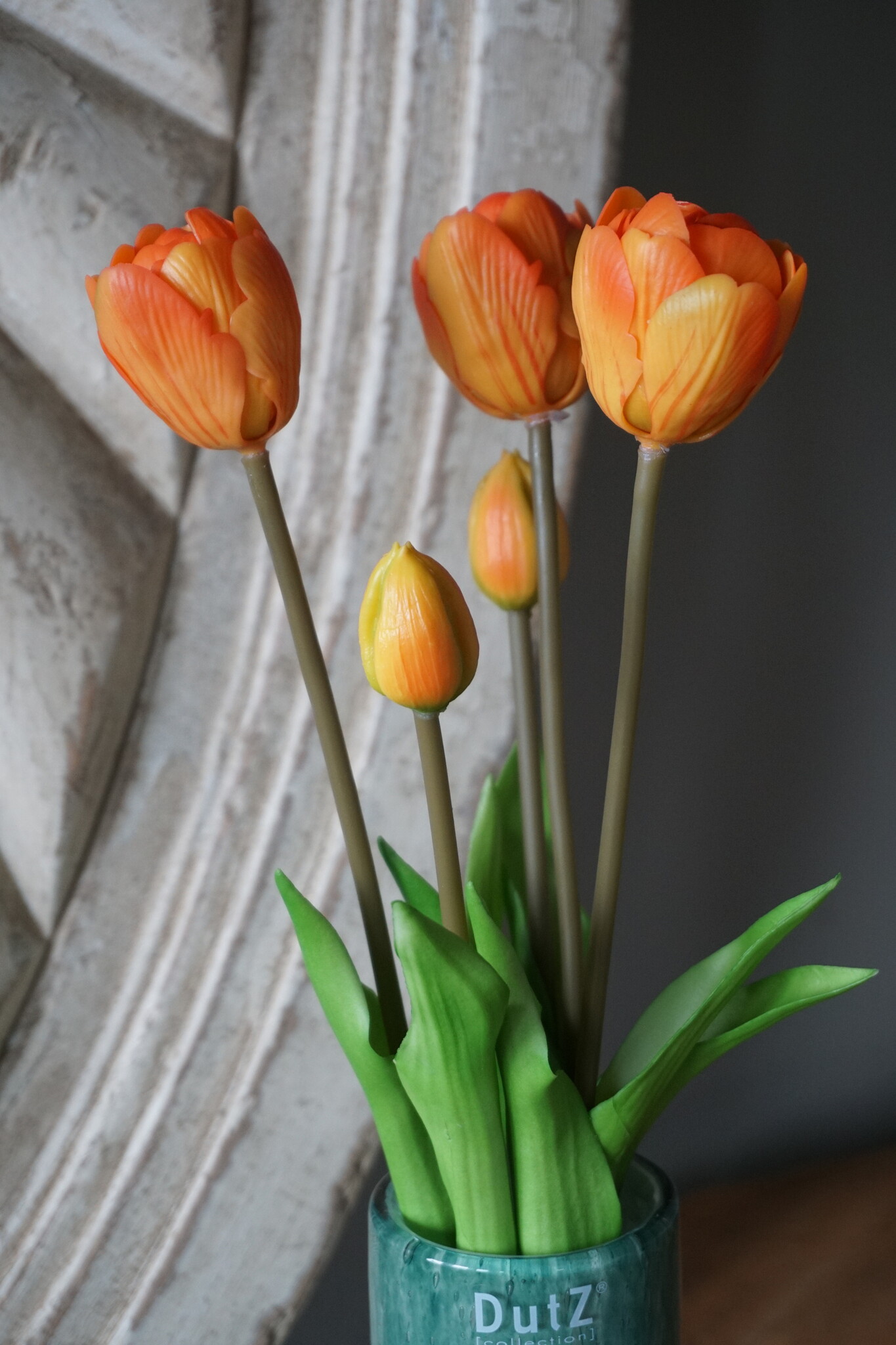 Rene Houtman Real Touch Tulpen | Oranje | 5 Stuks | L44 Cm
