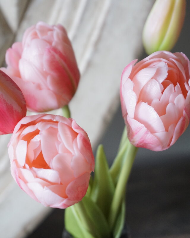 Rene Houtman Kunstbloem Real Touch Tulpen | Roze | 5 Stuks | L29 Cm