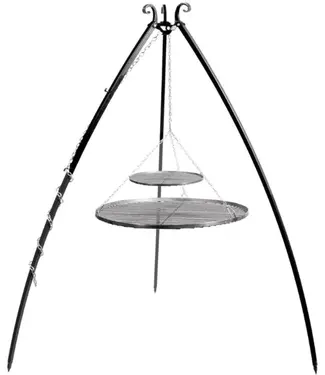 CookKing 200 cm Tripod with 2 Natural Steel Grates 70 cm + 40 cm