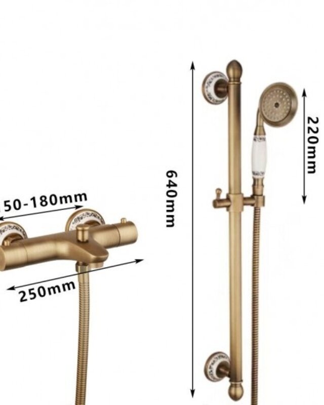 Rene Houtman Thermostatische Badkraan Met Glijstang | Brons