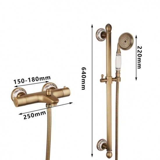 Rene Houtman Thermostatische Badkraan Met Glijstang | Brons