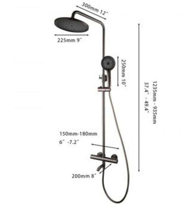 Rene Houtman Regendouche Met Badkraan | Gun Metal