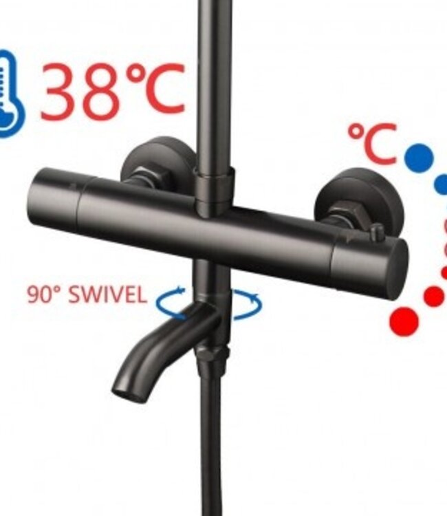 Rene Houtman Regendouche Met Badkraan | Gun Metal