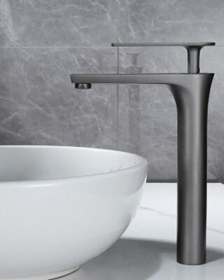 Rene Houtman Wastafel Mengkraan | Gun Metal | Hoog Model