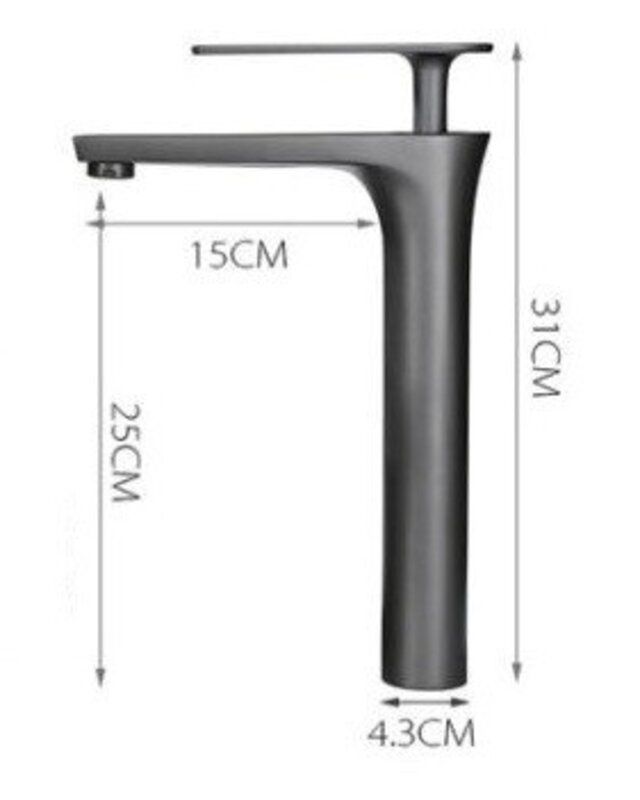 Rene Houtman Wastafel Mengkraan | Gun Metal | Hoog Model