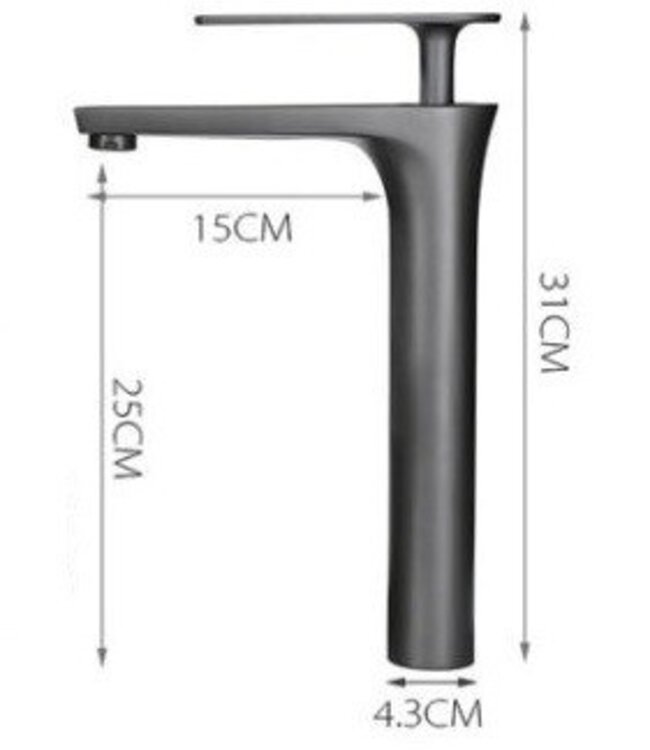 Rene Houtman Wastafel Mengkraan | Gun Metal | Hoog Model