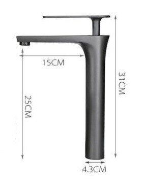 Rene Houtman Wastafel Mengkraan | Gun Metal | Hoog Model