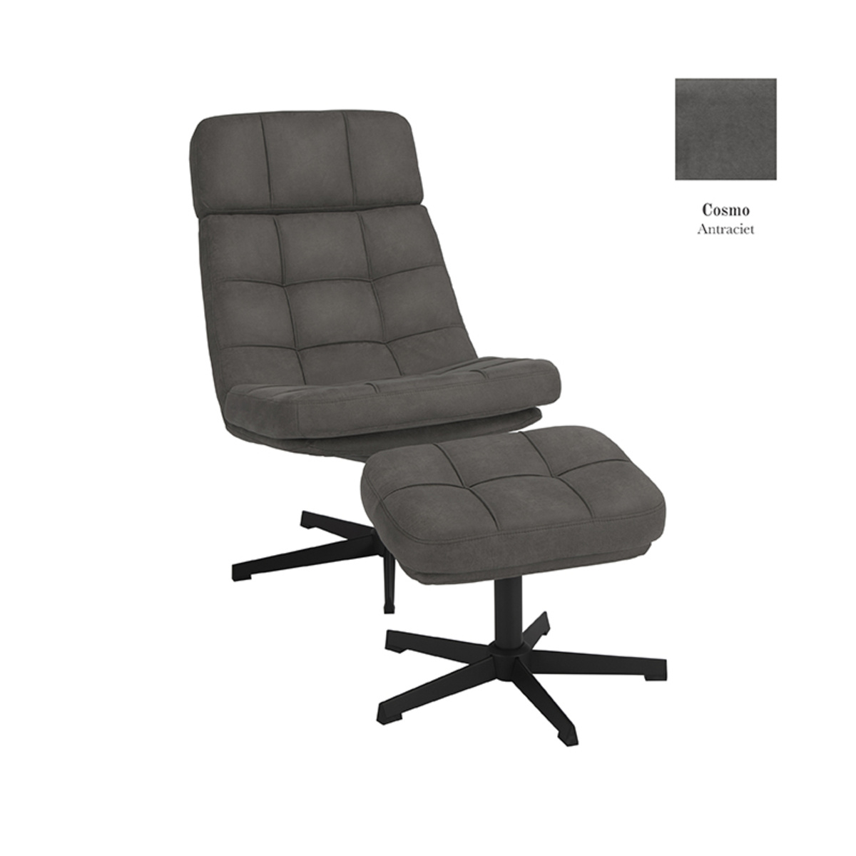 LABEL51 Relaxfauteuil Alvar + Ottomane 53x57x83 cm