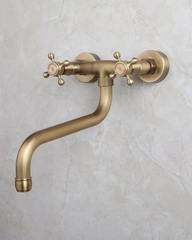 Rene Houtman Nostalgische Bronzen Muurkraan met Draaibare Uitloop