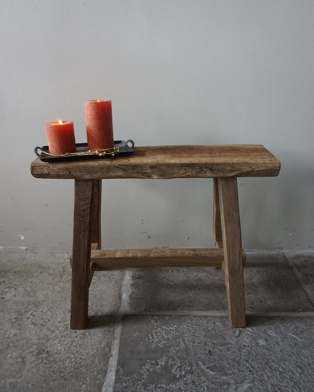 Rene Houtman Oud Eikenhouten Bankje | H46 x B59 x D17 cm
