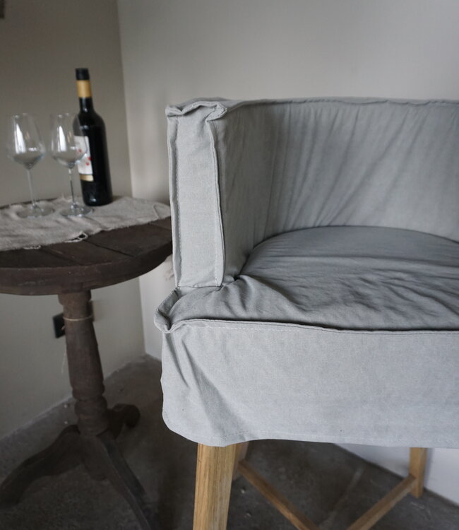 Rene Houtman Woodie (woody) Barstoel Licht Grijs Linnen Met Losse Hoes