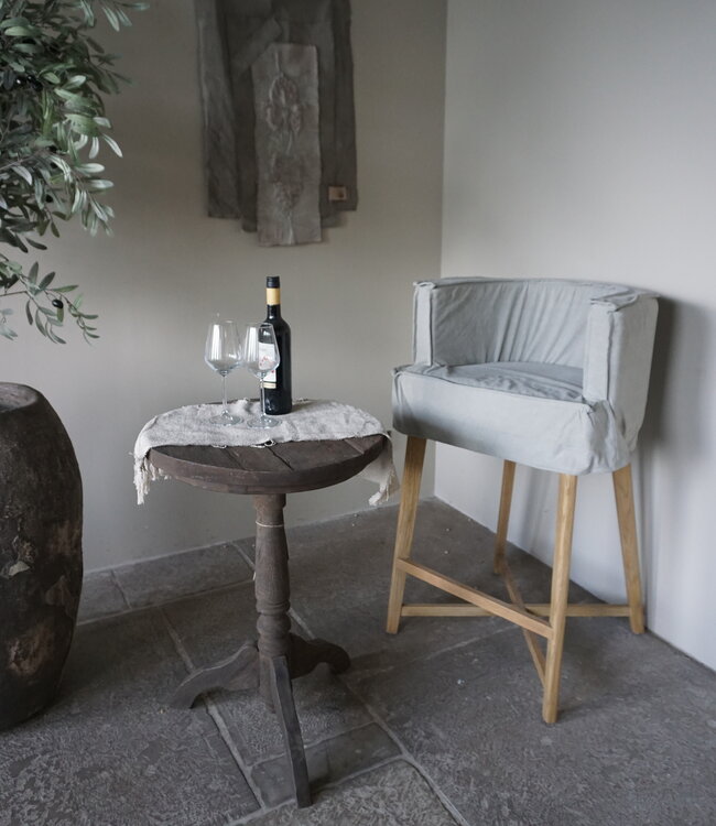 Rene Houtman Woodie (woody) Barstoel Licht Grijs Linnen Met Losse Hoes