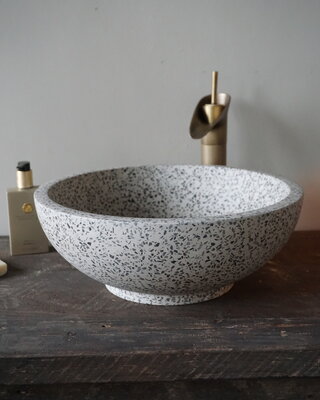 Differnz Waskom Terrazzo | Zwart Wit | Ø 40 x H15 cm
