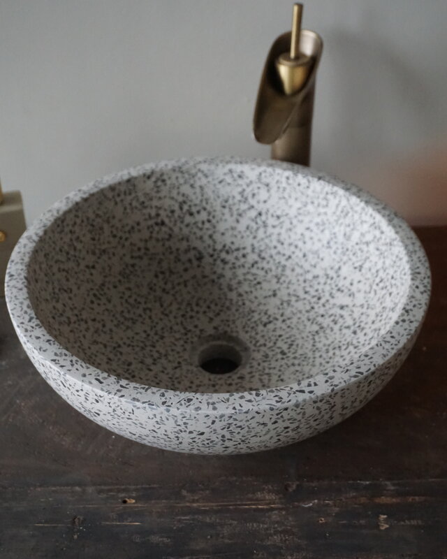 Differnz Waskom Terrazzo | Zwart Wit | Ø 40 x H15 cm