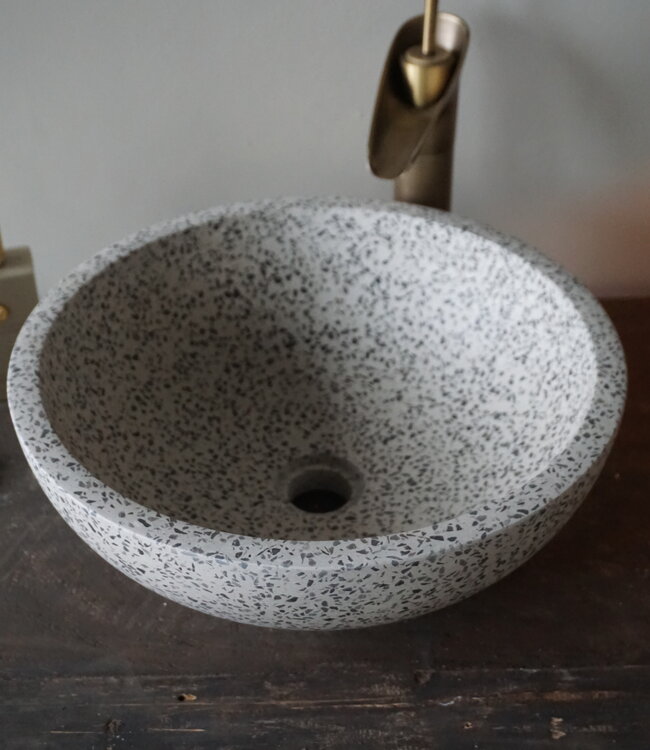 Differnz Waskom Terrazzo | Zwart Wit | Ø 40 x H15 cm