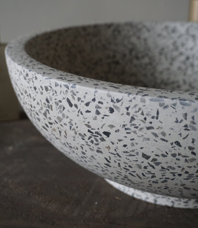 Differnz Waskom Terrazzo | Zwart Wit | Ø 40 x H15 cm