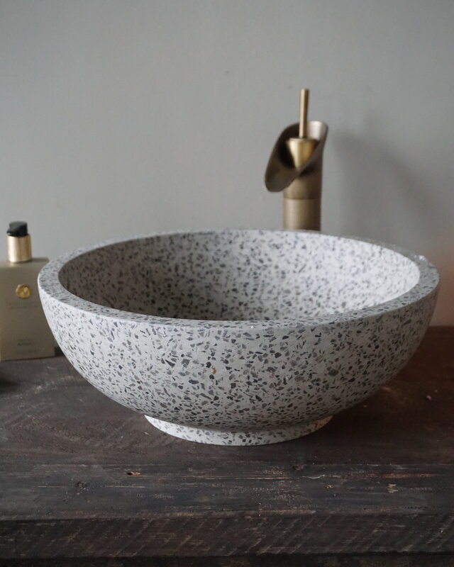 Differnz Waskom Terrazzo | Zwart Wit | Ø 40 x H15 cm