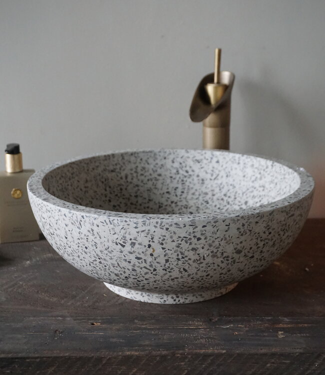 Differnz Waskom Terrazzo | Zwart Wit | Ø 40 x H15 cm