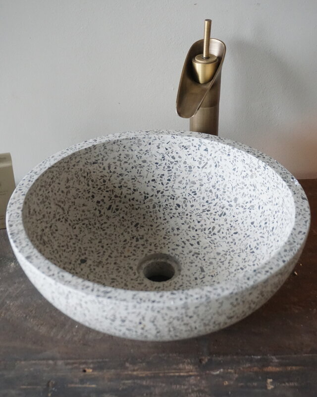Differnz Waskom Terrazzo | Zwart Wit | Ø 40 x H15 cm