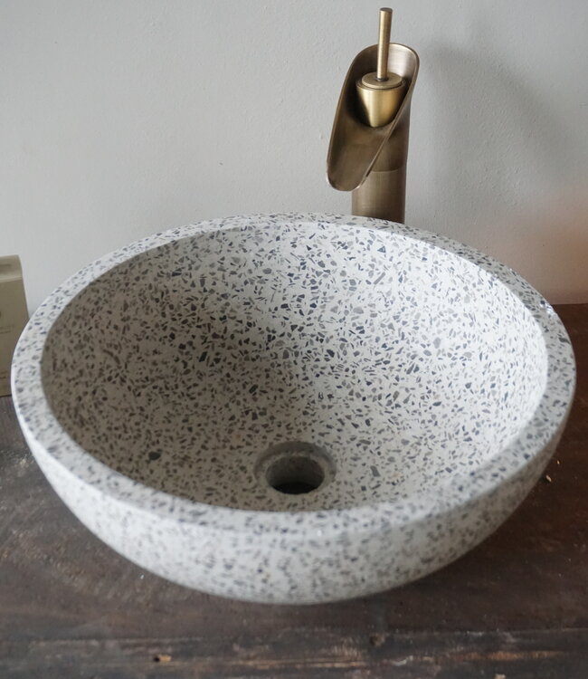 Differnz Waskom Terrazzo | Zwart Wit | Ø 40 x H15 cm