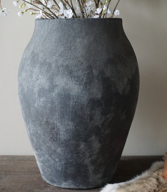 Brynxz Bol Vaas Lang Steen Zwart/Grijs H60xB31